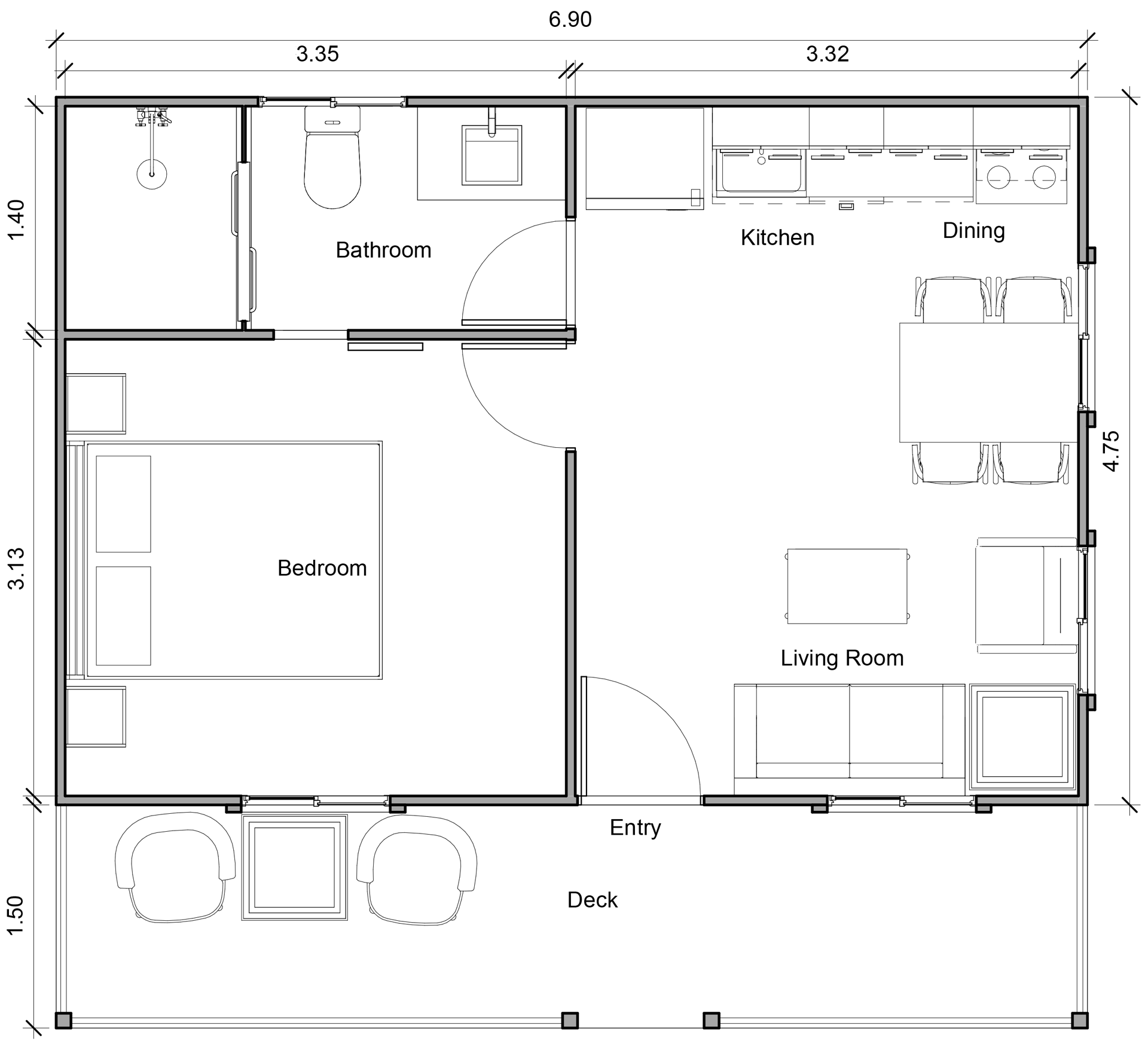 1 room house layouts