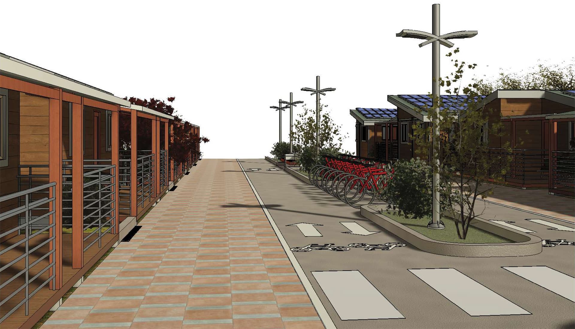 3D-view of streets in the village