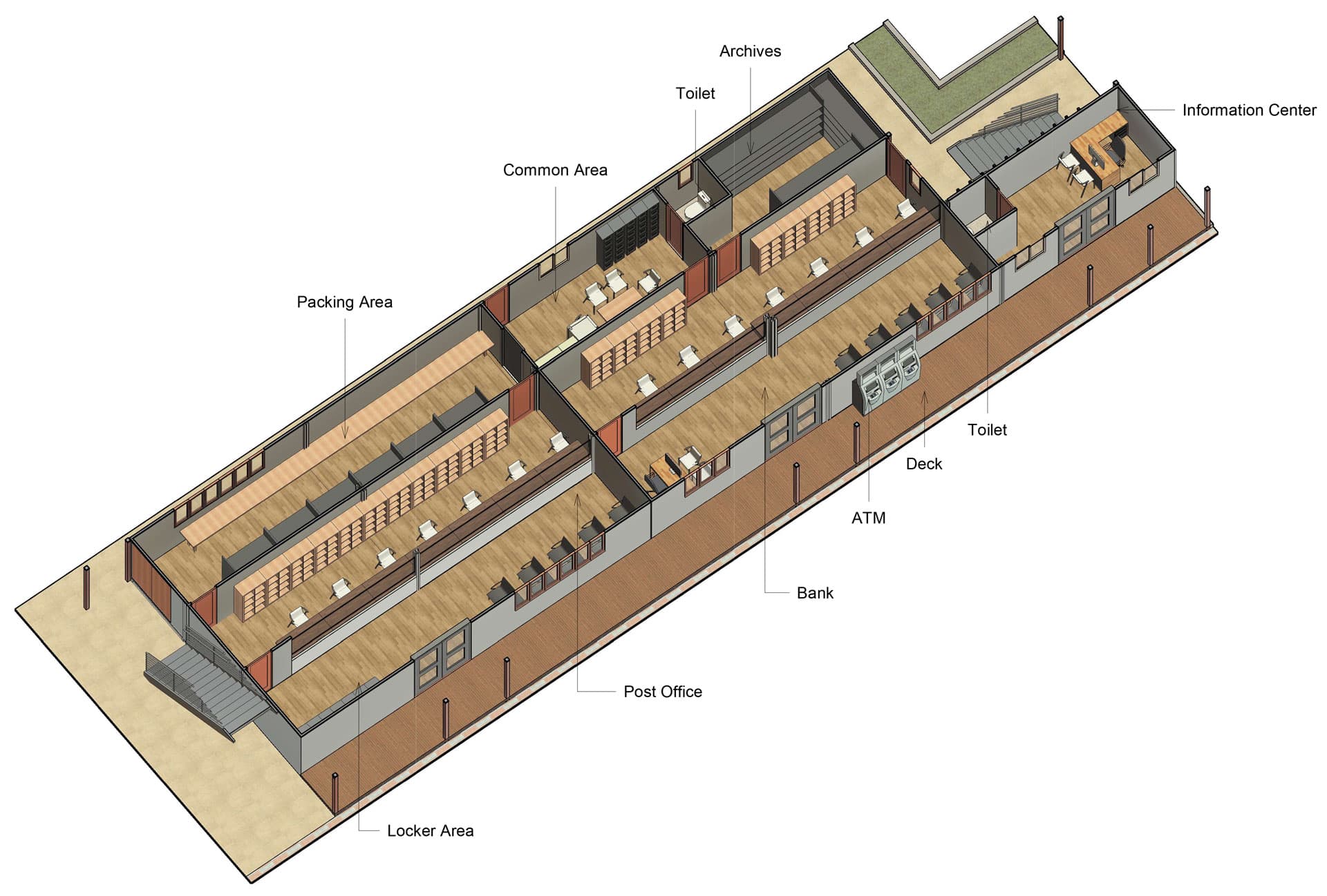 Administration Building 3D Floor Plan