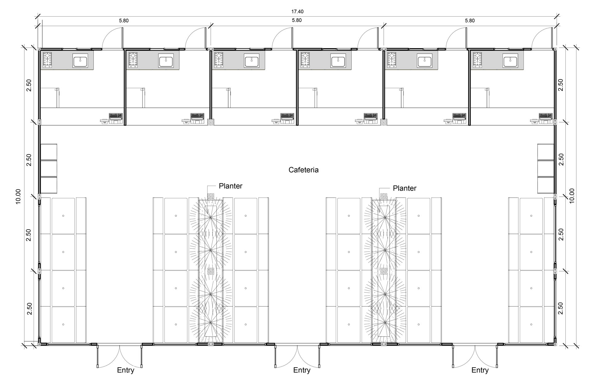 School Cafeteria 2D Floor Plan