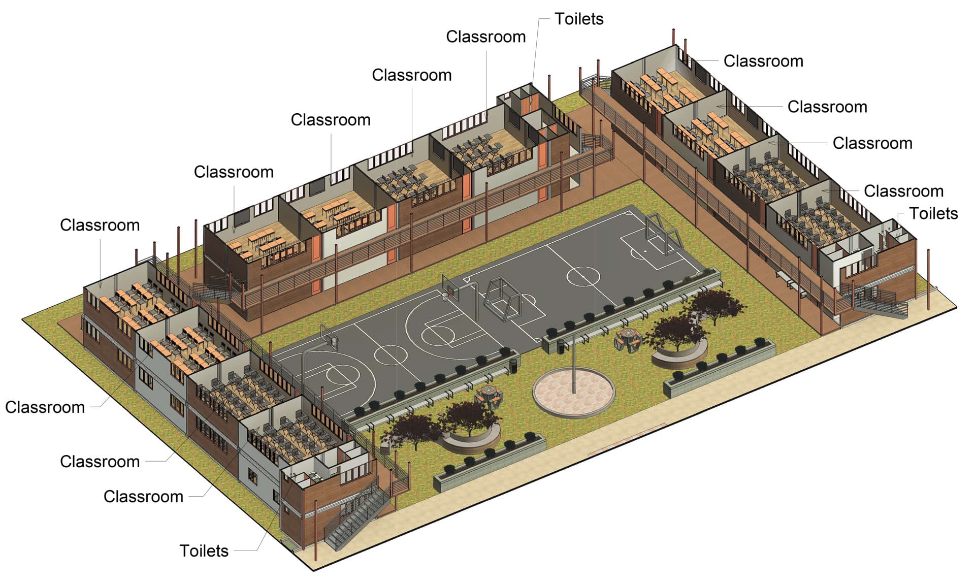 School 3D Floor Plan